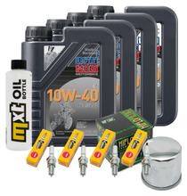 Kit d'inspection 4L 10W-40 + filtre à huile + 4x bougie pour Suzuki GSF Bandit N S 1200 ccm Année 2002 - 2005