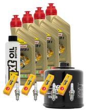 Kit d'inspection 4L 10W-40 + filtre à huile + 4x bougie pour Suzuki GSF Bandit N S 1200 ccm Année 2002 - 2005