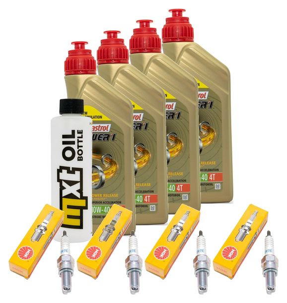 Inspection package 4L 10W-40 + oil filter + 4x spark plug for Suzuki GSX F FA 1250 ccm Year 2010 - 2013