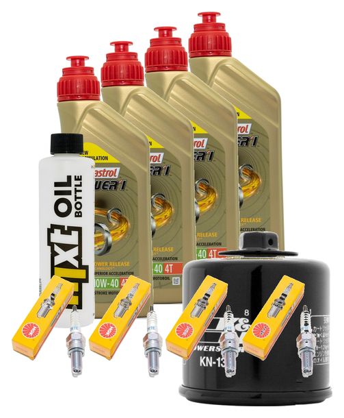Inspektionspaket 4L 10W-40 + Ölfilter + 4x Zündkerze für Suzuki GSX F FA 1250 ccm Bj. 2010 - 2013