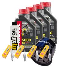 Inspektionspaket 4L 10W-40 + Ölfilter + 4x Zündkerze für Suzuki GSX F FA 1250 ccm Bj. 2010 - 2013