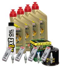 Pacchetto di ispezione 4L 10W-40 + filtro olio + 4x candela per Suzuki GSR GSX-R 750 / 1000 ccm Anno 2007 - 2015
