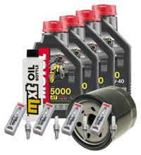 Pacchetto di ispezione 4L 10W-40 + filtro olio + 4x candela per Suzuki GSR GSX-R 750 / 1000 ccm Anno 2007 - 2015