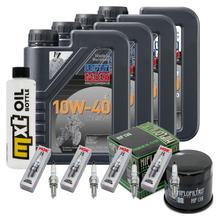 Paquete de inspección 4L 10W-40 + filtro de aceite + 4 bujías para Suzuki GSR GSX-R 750 / 1000 ccm Año 2007 - 2015
