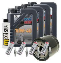 Inspektionspaket 4L 10W-40 + Ölfilter + 4x Zündkerze für Suzuki GSR GSX-R 750 / 1000 ccm Bj. 2007 - 2015