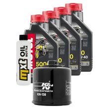 Kit d'inspection 4L 10W-40 + filtre à huile + 4x bougie pour Suzuki GSR GSX-R 750 / 1000 ccm Année 2013 - 2017
