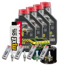 Inspektionspaket 4L 10W-40 + Ölfilter + 4x Zündkerze für Suzuki GSR GSX-R 750 / 1000 ccm Bj. 2013 - 2017