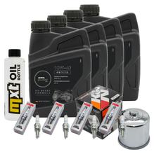 Kit d'inspection 4L 10W-40 + filtre à huile + 4x bougie pour Suzuki GSR GSX-R 750 / 1000 ccm Année 2013 - 2017