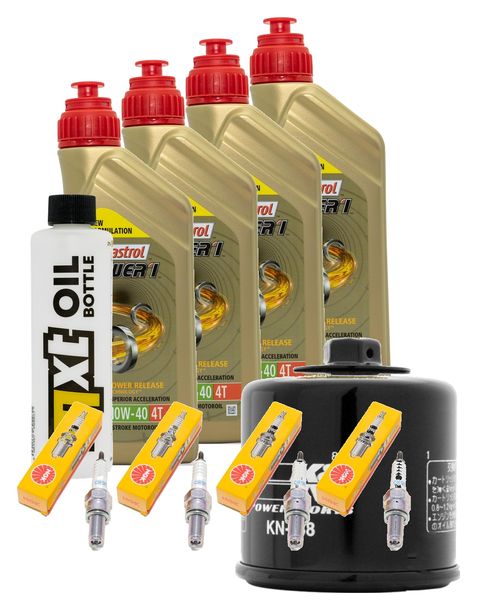 Inspektionspaket 4L 10W-40 + Ölfilter + 4x Zündkerze für Suzuki GSX-R 750 ccm Bj. 2005