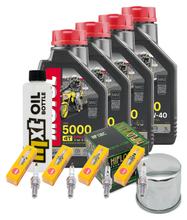 Kit d'inspection 4L 10W-40 + filtre à huile + 4x bougie pour Suzuki GSX-R 750 ccm Année 2005