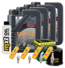 Inspektionspaket 4L 10W-40 + Ölfilter + 4x Zündkerze für Suzuki GSX-R 750 ccm Bj. 2005
