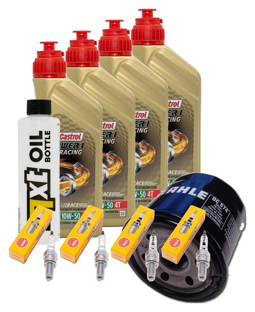Inspektionspaket 4L 10W-50 + Ölfilter + 4x Zündkerze für Suzuki GSX-R 600 ccm Bj. 2004