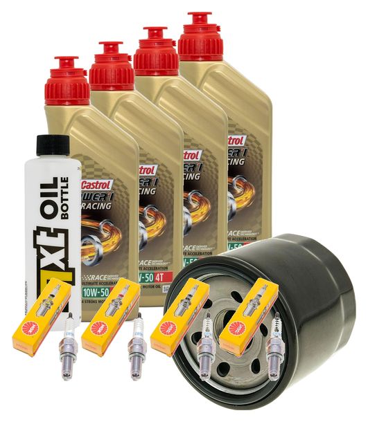 Inspektionspaket 4L 10W-50 + Ölfilter + 4x Zündkerze für Suzuki GSX-R 600 ccm Bj. 2004