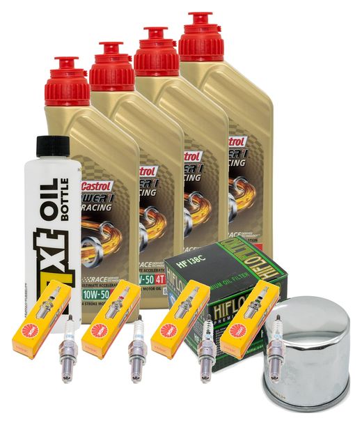 Inspektionspaket 4L 10W-50 + Ölfilter + 4x Zündkerze für Suzuki GSX-R 600 ccm Bj. 2004