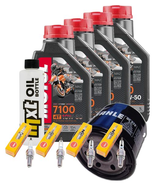 Inspektionspaket 4L 10W-50 + Ölfilter + 4x Zündkerze für Suzuki GSX-R 600 ccm Bj. 2004