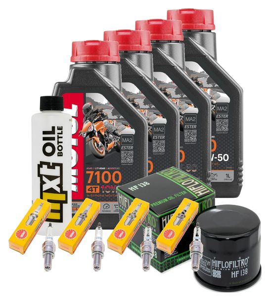 Inspektionspaket 4L 10W-50 + Ölfilter + 4x Zündkerze für Suzuki GSX-R 600 ccm Bj. 2004