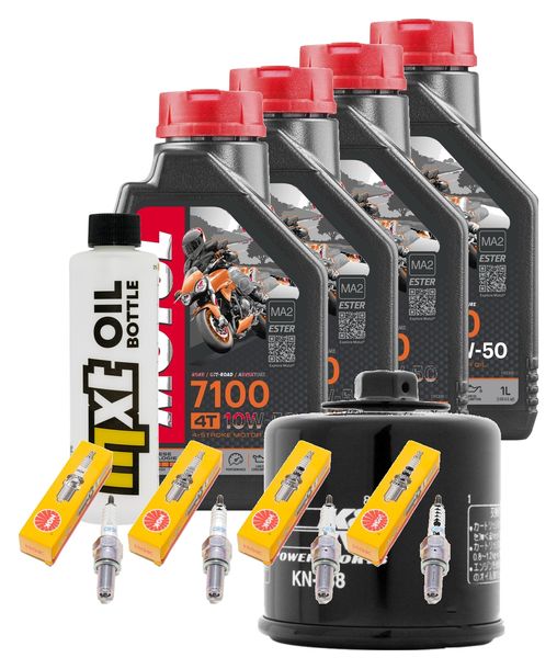 Inspektionspaket 4L 10W-50 + Ölfilter + 4x Zündkerze für Suzuki GSX-R 600 ccm Bj. 2004
