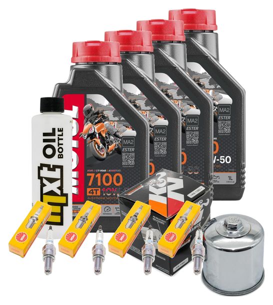 Inspektionspaket 4L 10W-50 + Ölfilter + 4x Zündkerze für Suzuki GSX-R 600 ccm Bj. 2004