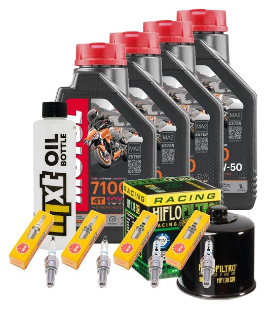 Inspektionspaket 4L 10W-50 + Ölfilter + 4x Zündkerze für Suzuki GSX-R 600 ccm Bj. 2004