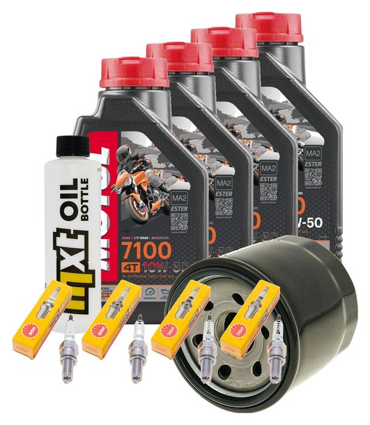 Inspektionspaket 4L 10W-50 + Ölfilter + 4x Zündkerze für Suzuki GSX-R 600 ccm Bj. 2004