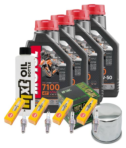 Inspektionspaket 4L 10W-50 + Ölfilter + 4x Zündkerze für Suzuki GSX-R 600 ccm Bj. 2004