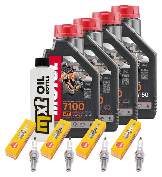 Inspektionspaket 4L 10W-50 + Ölfilter + 4x Zündkerze für Suzuki GSX-R 600 ccm Bj. 2004