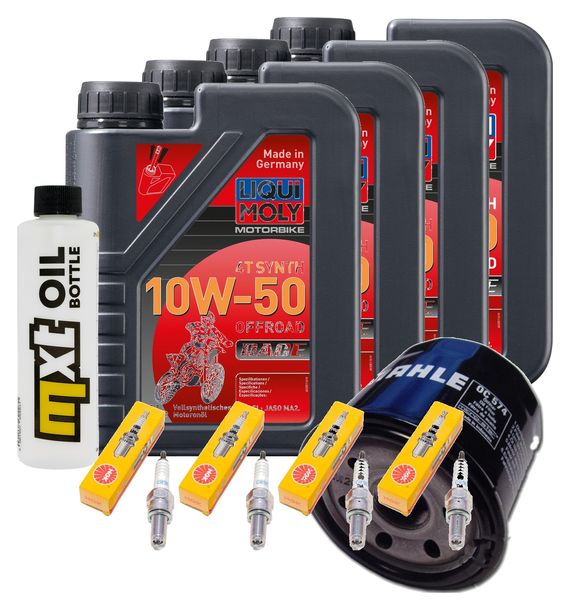 Inspektionspaket 4L 10W-50 + Ölfilter + 4x Zündkerze für Suzuki GSX-R 600 ccm Bj. 2004