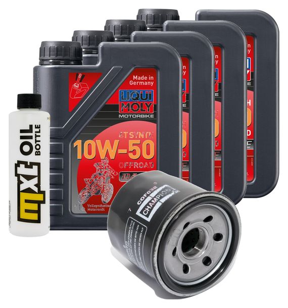 Inspektionspaket 4L 10W-50 + Ölfilter + 4x Zündkerze für Suzuki GSX-R 600 ccm Bj. 2004