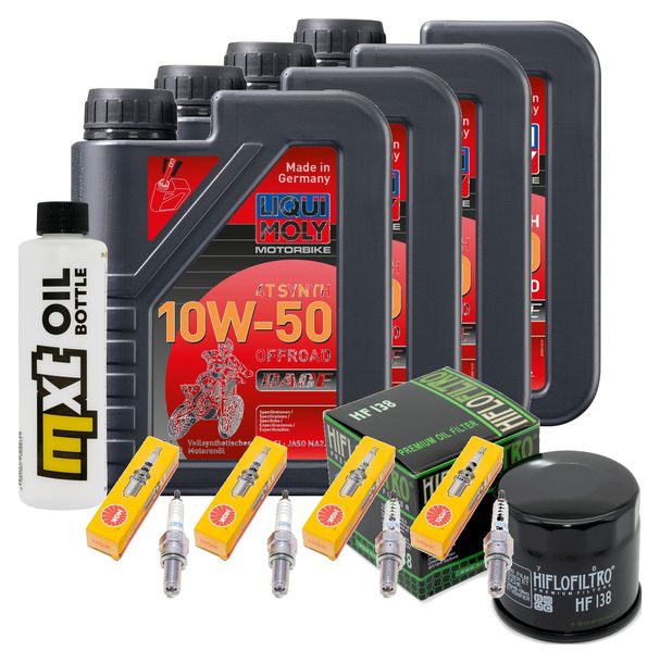 Inspektionspaket 4L 10W-50 + Ölfilter + 4x Zündkerze für Suzuki GSX-R 600 ccm Bj. 2004