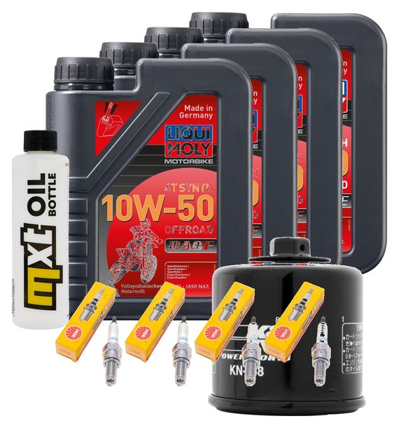 Inspektionspaket 4L 10W-50 + Ölfilter + 4x Zündkerze für Suzuki GSX-R 600 ccm Bj. 2004