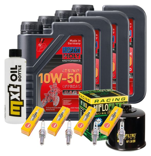 Inspektionspaket 4L 10W-50 + Ölfilter + 4x Zündkerze für Suzuki GSX-R 600 ccm Bj. 2004