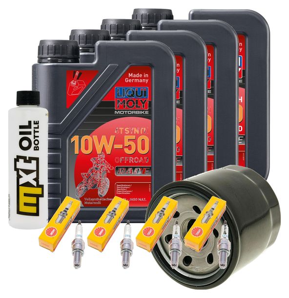 Inspektionspaket 4L 10W-50 + Ölfilter + 4x Zündkerze für Suzuki GSX-R 600 ccm Bj. 2004