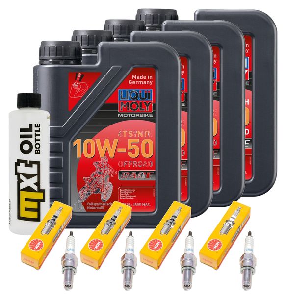 Inspektionspaket 4L 10W-50 + Ölfilter + 4x Zündkerze für Suzuki GSX-R 600 ccm Bj. 2004