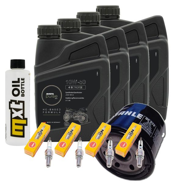Inspektionspaket 4L 10W-50 + Ölfilter + 4x Zündkerze für Suzuki GSX-R 600 ccm Bj. 2004
