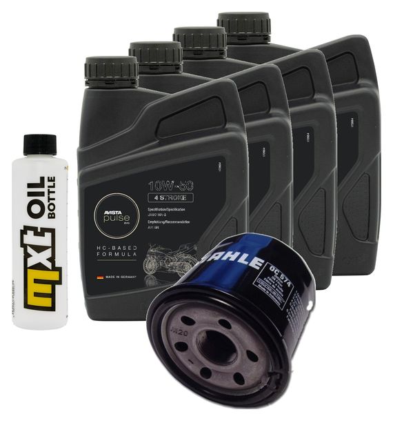 Inspektionspaket 4L 10W-50 + Ölfilter + 4x Zündkerze für Suzuki GSX-R 600 ccm Bj. 2004