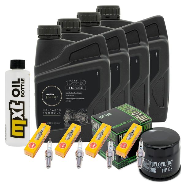 Inspektionspaket 4L 10W-50 + Ölfilter + 4x Zündkerze für Suzuki GSX-R 600 ccm Bj. 2004