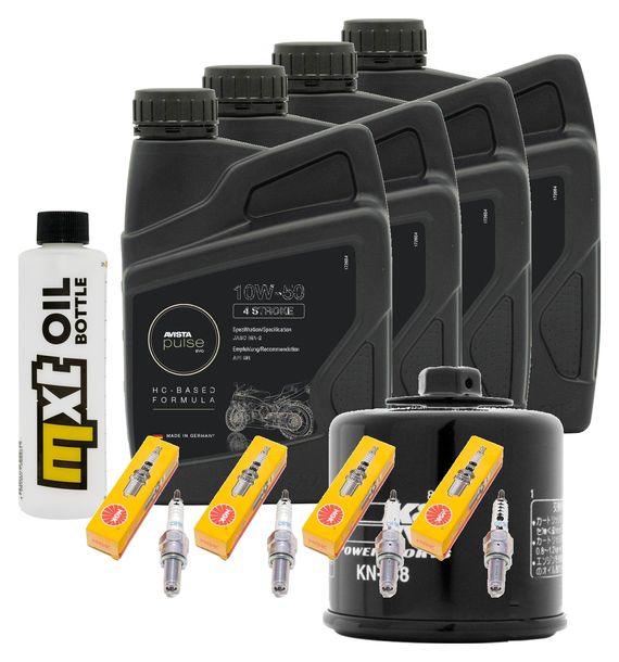 Inspektionspaket 4L 10W-50 + Ölfilter + 4x Zündkerze für Suzuki GSX-R 600 ccm Bj. 2004