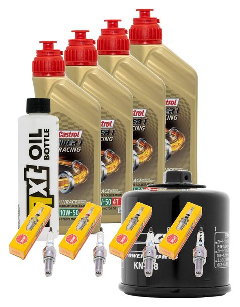 Inspektionspaket 4L 10W-50 + Ölfilter + 4x Zündkerze für Suzuki GSX-R 600 ccm Bj. 2004