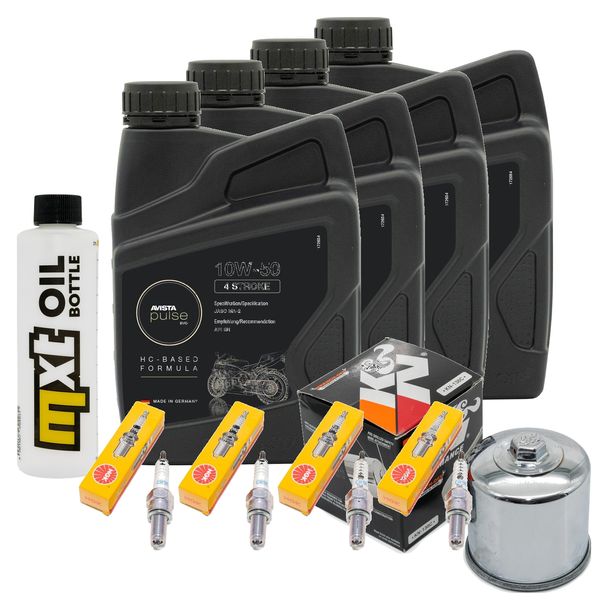 Inspektionspaket 4L 10W-50 + Ölfilter + 4x Zündkerze für Suzuki GSX-R 600 ccm Bj. 2004