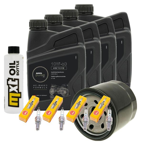 Inspektionspaket 4L 10W-50 + Ölfilter + 4x Zündkerze für Suzuki GSX-R 600 ccm Bj. 2004
