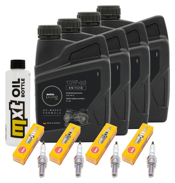 Inspektionspaket 4L 10W-50 + Ölfilter + 4x Zündkerze für Suzuki GSX-R 600 ccm Bj. 2004