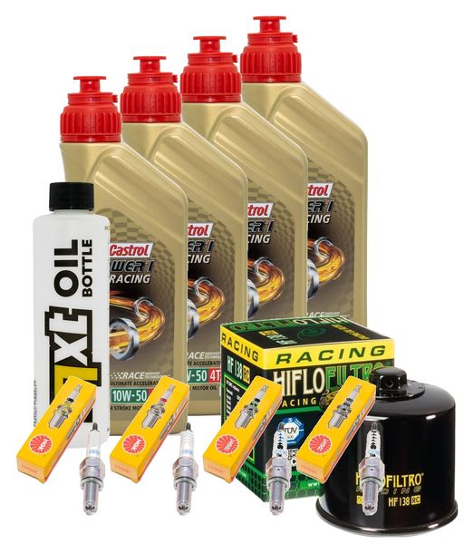 Inspektionspaket 4L 10W-50 + Ölfilter + 4x Zündkerze für Suzuki GSX-R 600 ccm Bj. 2004