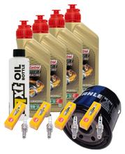 Pacote de Inspeção 4L 10W-50 + Filtro de óleo + 4x Vela de ignição para Suzuki GSX-R 600 ccm Ano de fabricação 2004
