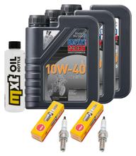Kit d'inspection 3L 10W-40 + filtre à huile + 2 bougies pour Suzuki SV S SF 650 ccm Année 2000 - 2006