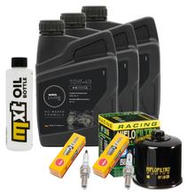 Kit d'inspection 3L 10W-40 + filtre à huile + 2 bougies pour Suzuki SV S SF 650 ccm Année 2000 - 2006
