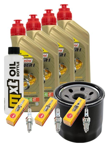 Inspektionspaket 4L 10W-40 + Ölfilter + 3x Zündkerze für Triumph Speed Triple i 955 ccm Bj. 2000 - 2001