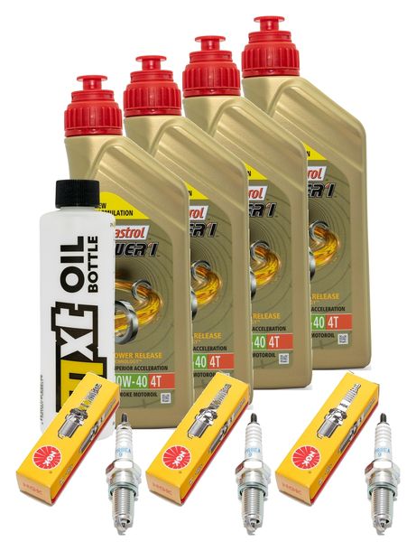 Inspektionspaket 4L 10W-40 + Ölfilter + 3x Zündkerze für Triumph Speed Triple i 955 ccm Bj. 2000 - 2001