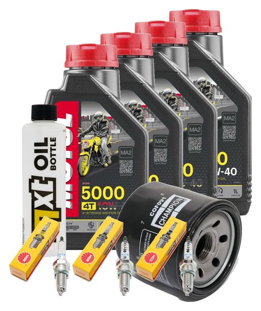 Inspektionspaket 4L 10W-40 + Ölfilter + 3x Zündkerze für Triumph Speed Triple i 955 ccm Bj. 2000 - 2001