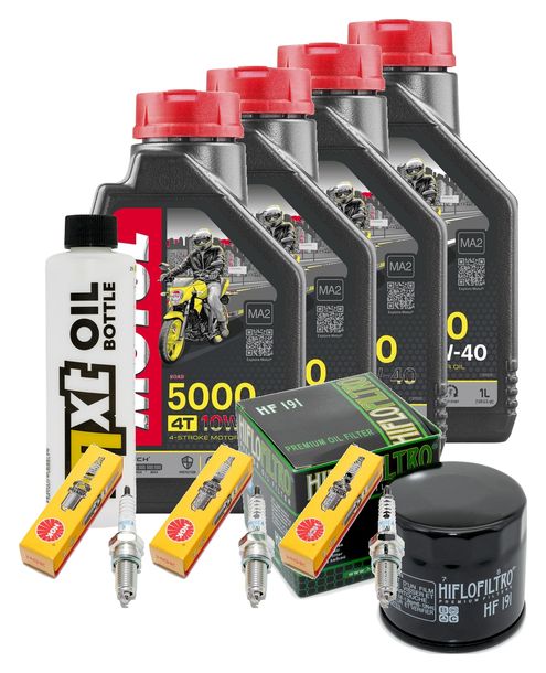 Inspektionspaket 4L 10W-40 + Ölfilter + 3x Zündkerze für Triumph Speed Triple i 955 ccm Bj. 2000 - 2001