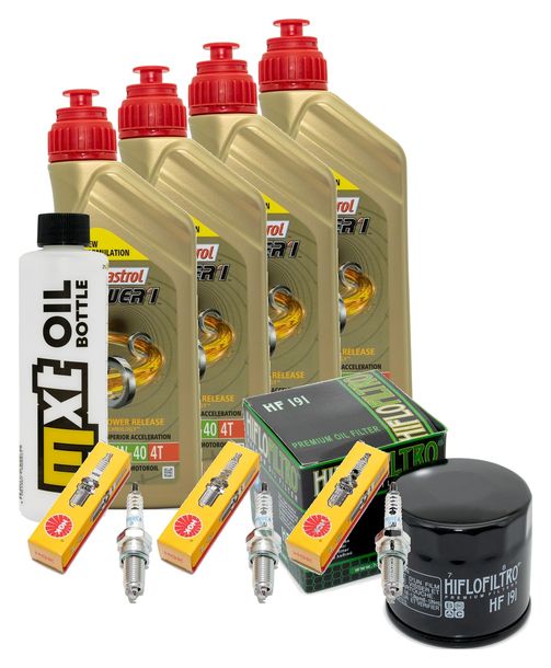 Inspektionspaket 4L 10W-40 + Ölfilter + 3x Zündkerze für Triumph Speed Triple i 955 ccm Bj. 2000 - 2001